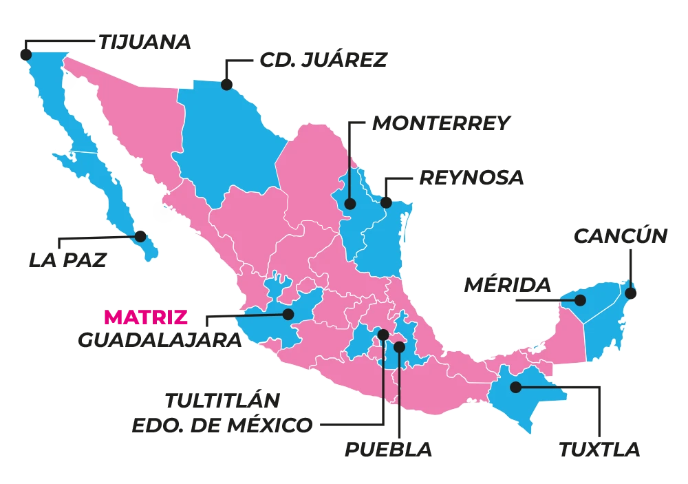 Mapa de sucursales FRIX en México